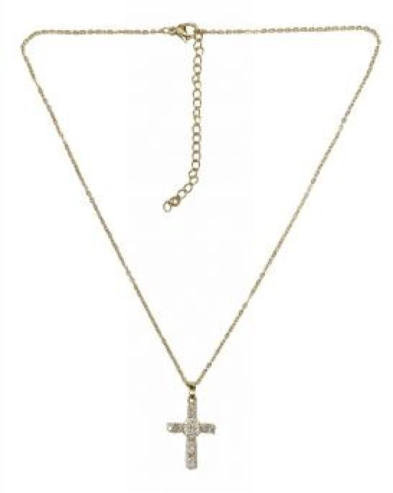 Kostibas 1321-152X4, Σταυρός, Stainless Steel, Ατσάλι, Στρας, Χρυσό