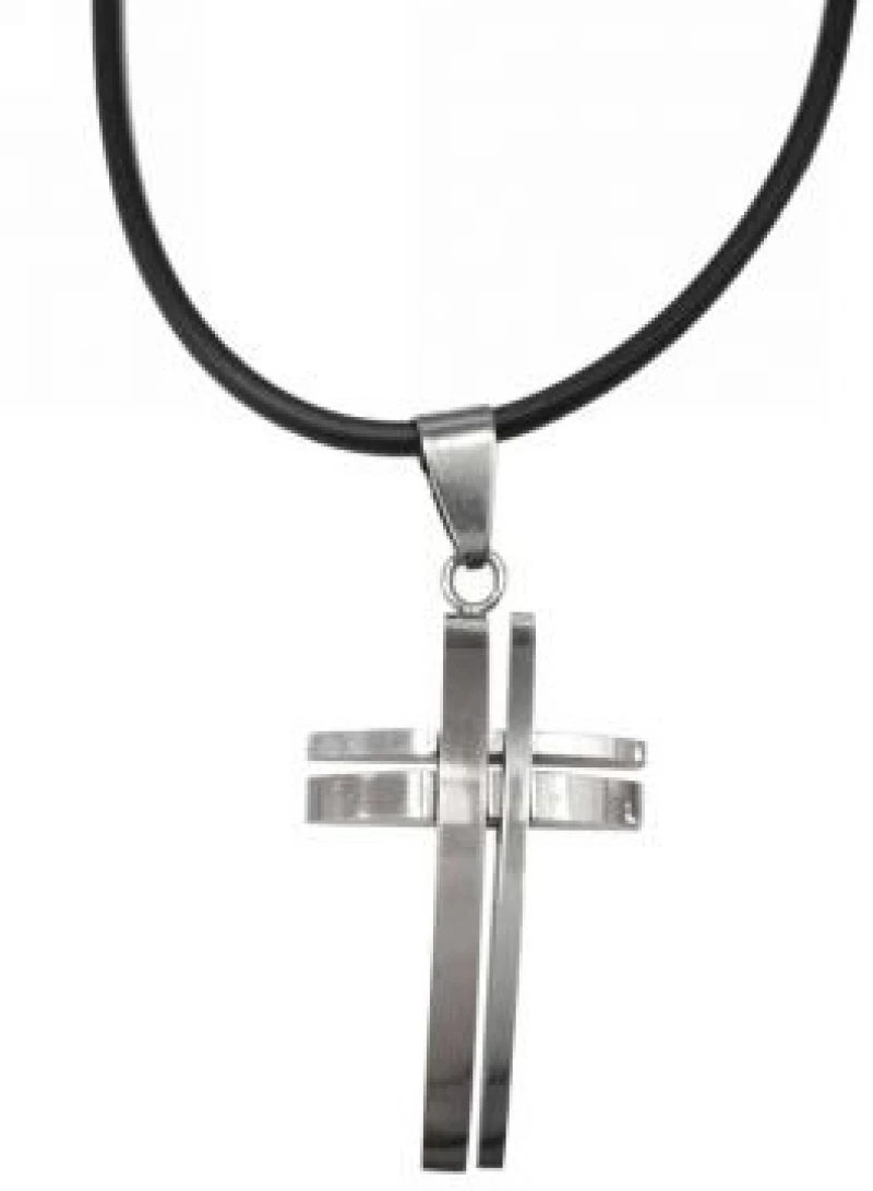 Kostibas 1313-345A, Σταυρός, Stainless Steel, Ατσάλι, Καουτσούκ, Ασημί