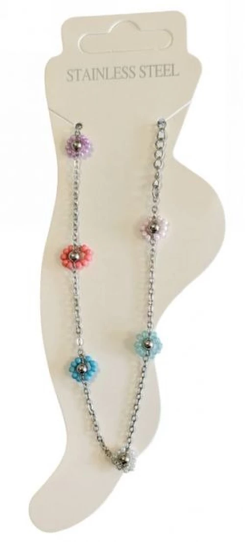 Kostibas 2013-731A, Βραχιόλι Ποδιού, Ατσάλι, Ασημί/Πολύχρωμο