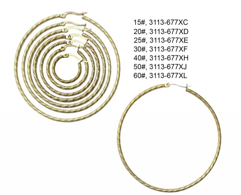 Kostibas 3113-677XC, Σκουλαρίκια κρίκοι, Ατσάλι, Χρυσό