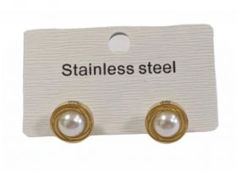 Kostibas 3013-681XP, Σκουλαρίκια, Ατσάλι, Χρυσό/Λευκό