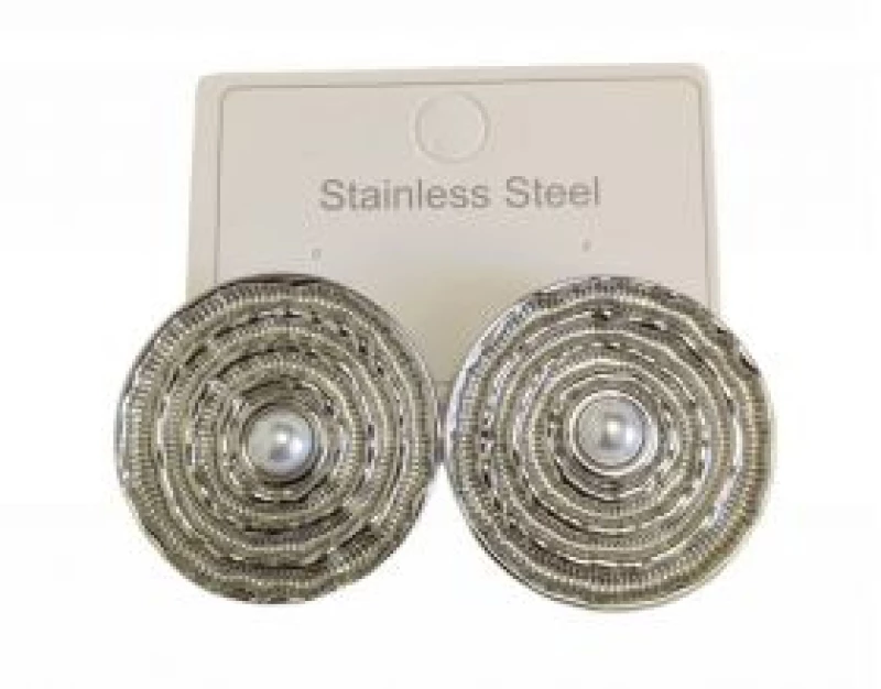 Kostibas 3013-715AP, Σκουλαρίκια, Ατσάλι, Ασημί/Λευκό