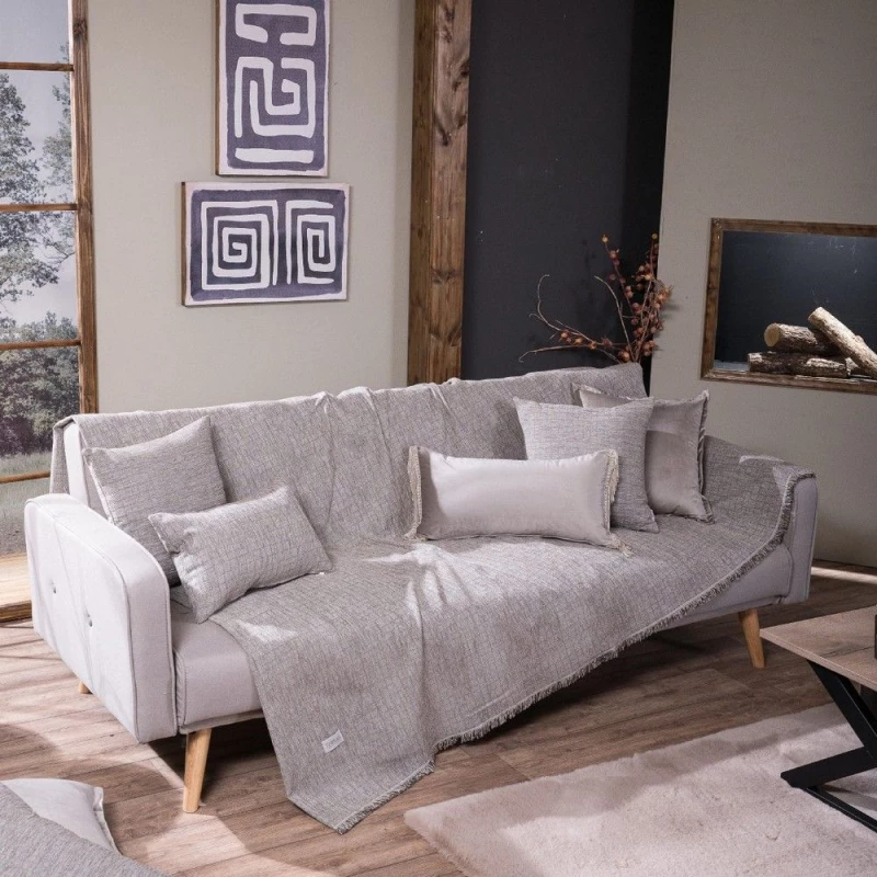 Ριχτάρι Lancaster 07 Greige Teoran Διθέσιο 180x250cm Βαμβάκι-Ακρυλικό