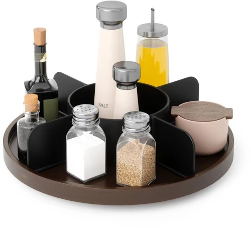 Βάση Οργάνωσης Περιστρεφόμενη Bellwood Lazy Susan 1019936-048 30,5x10cm Black-Natural Umbra Ξύλο,Πλαστικό