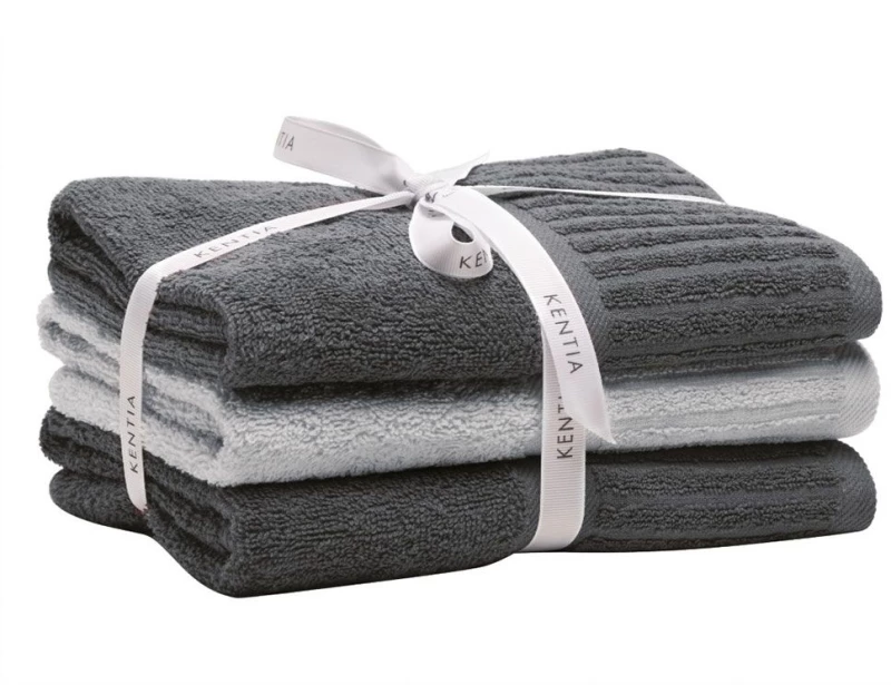 Πετσέτες Vance 22 (Σετ 3τμχ) Anthracite Kentia Προσώπου 50x90cm 100% Βαμβάκι