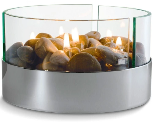 Διακοσμητικό Επιτραπέζιο Τζάκι Burn 123072 Φ20x13cm Silver-Clear Philippi Ατσάλι,Γυαλί