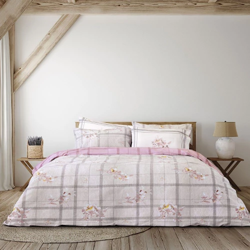 Παπλωματοθήκη Reimon (Σετ 3τμχ) Beige-Pink Nima Υπέρδιπλo 220x240cm 100% Βαμβάκι