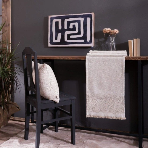 Τραβέρσα Mineapolis 01 Ecru Teoran 45X180 Βαμβάκι-Ακρυλικό