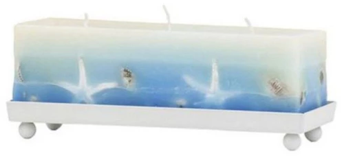Κερί Σε Μεταλλική Βάση Deep Coast 127-2033 23x8,5cm White-Blue Artekko Κερί