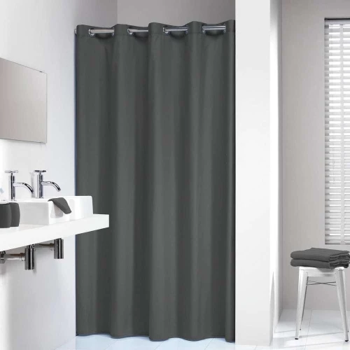 Κουρτίνα Μπάνιου Υφασμάτινη Coloris Grey Sealskin 180Πx200Υ Βαμβάκι-Πολυέστερ
