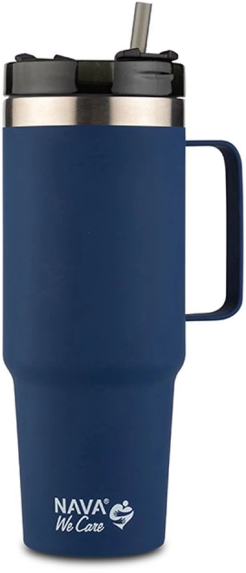 Ποτήρι - Θερμός Με Καλαμάκι We Care 10-016-103 900ml Dark Blue Nava