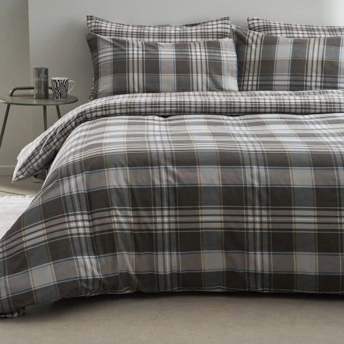 Σεντόνια Φανελένια Oslo-1 Με Λάστιχο (Σετ 3τμχ) Black Vesta Home Μονό 100x240cm 100% Βαμβακερή Φανέλα