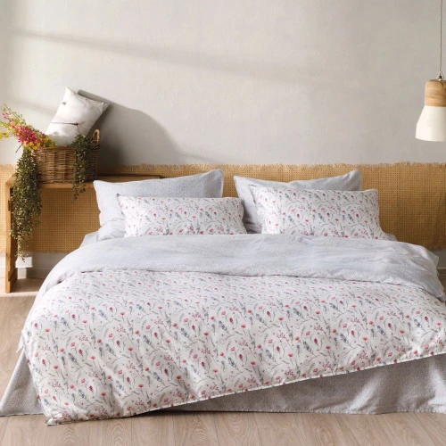 Σεντόνια Erbe 01 (Σετ 4τμχ) White-Pink-Blue Kentia King Size 270x270cm 100% Βαμβακοσατέν