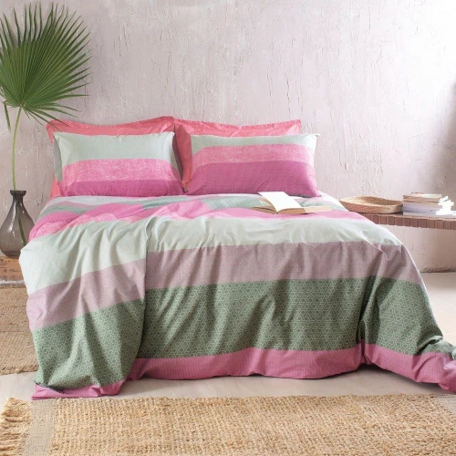 Πάπλωμα Robin (Σετ 3τμχ) Pink Ρυθμός Υπέρδιπλo 220x240cm Βαμβάκι-Πολυέστερ