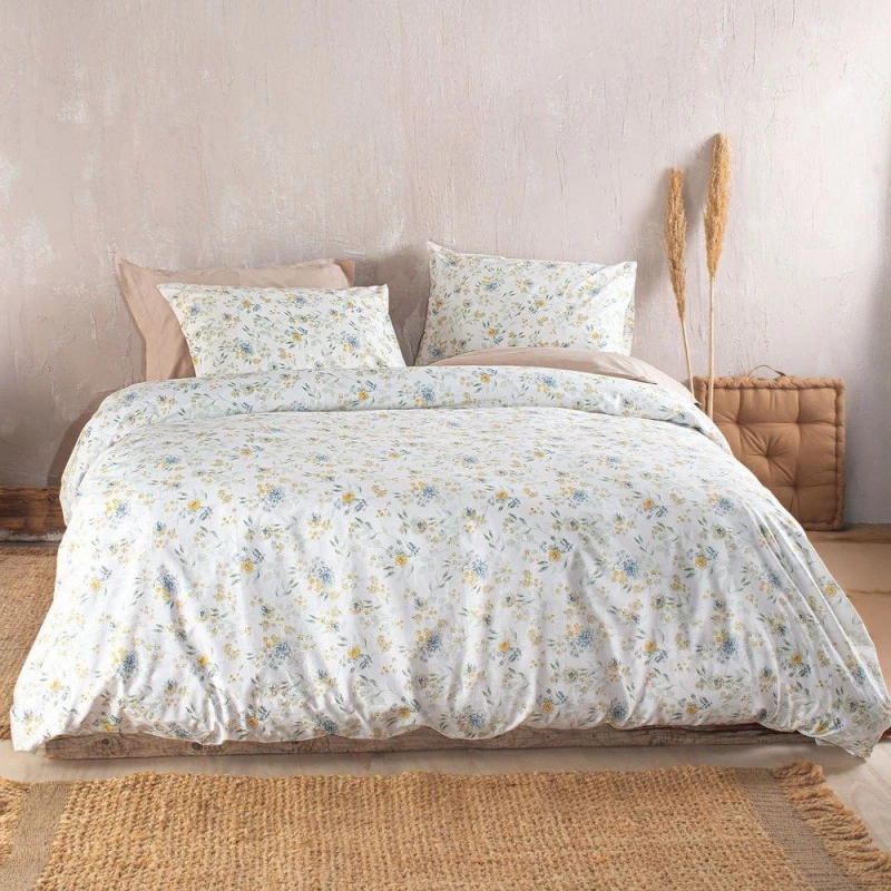 Σεντόνια Sorin (Σετ 3τμχ) Blue Ρυθμός Ημίδιπλο 160x260cm 100% Βαμβάκι