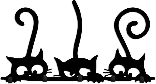 Κρεμάστρα Τοίχου 5 Θέσεων Hidden Cats 891TNL3690 60x2x37cm Black Wallity Μέταλλο