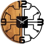 Ρολόι Τοίχου 539TNL1161 Φ56cm Walnut-Black Wallity Μέταλλο,Ξύλο