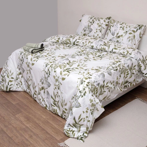 Κουβερλί Όλιβ (Σετ 2τμχ) White-Green Viopros Ημίδιπλο 180x240cm 100% Βαμβάκι