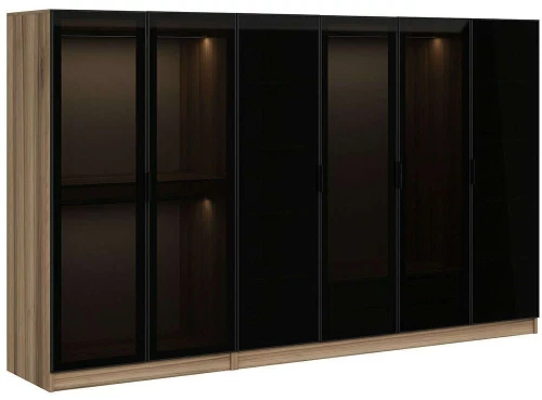 Ντουλάπα Εξάφυλλη Kale 506MNR2756 270x52x210cm Black-Oak Εξάφυλλη