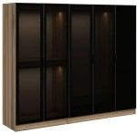 Ντουλάπα Πεντάφυλλη Kale 506MNR2601 225x52x210cm Oak-Black Πεντάφυλλη