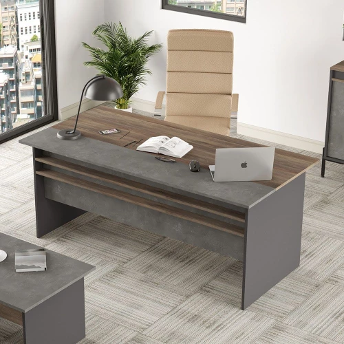 Γραφείο 956LCS1114 180x89,5x75cm Walnut-Grey