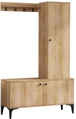 Έπιπλο Εισόδου Lex 793ELG4019 110x40x175cm Oak-Black Μοριοσανίδα, Μελαμίνη
