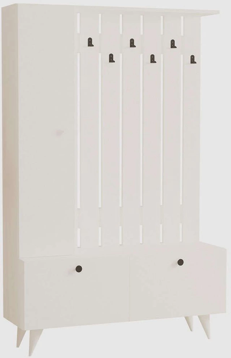 Έπιπλο Εισόδου Lala 835PUQ5042 112x35x170cm White Μοριοσανίδα, Μελαμίνη