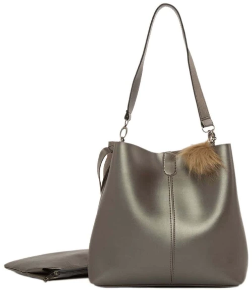 Τσάντα Ώμου 307BGM1217 32x10x30cm Silver Bagmori