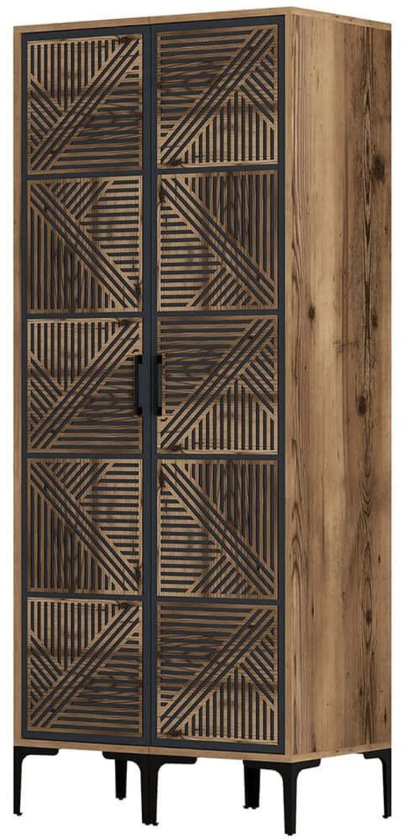 Ντουλάπα Δίφυλλη Kumsal 845HCT5439 80x47,5x201,4cm Walnut-Anthracite Δίφυλλη