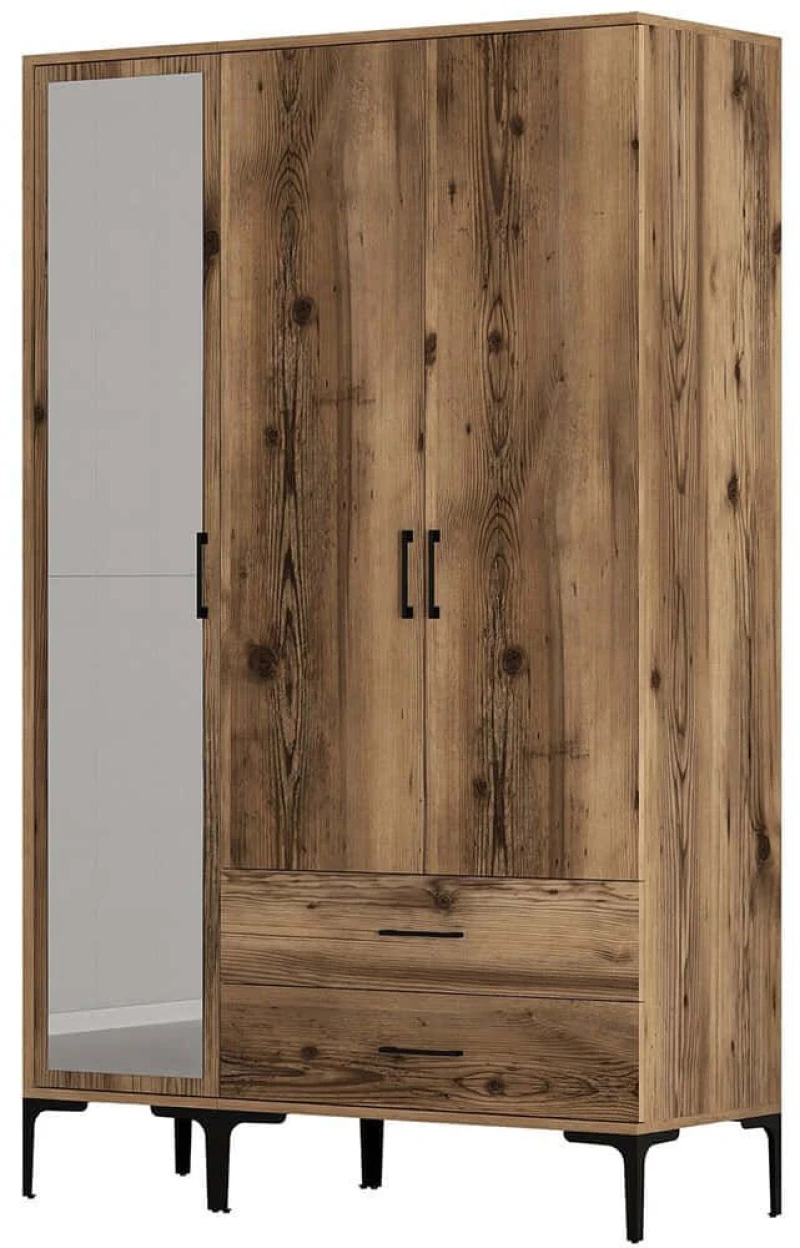 Ντουλάπα Τρίφυλλη Kumsal 845HCT5457 120x47,5x201,4cm Walnut Τρίφυλλη