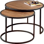 Ζιγκόν Tambur (Σετ 2Τμχ) 875ZNA3302 66x66x43/80x80x50cm Walnut-Black