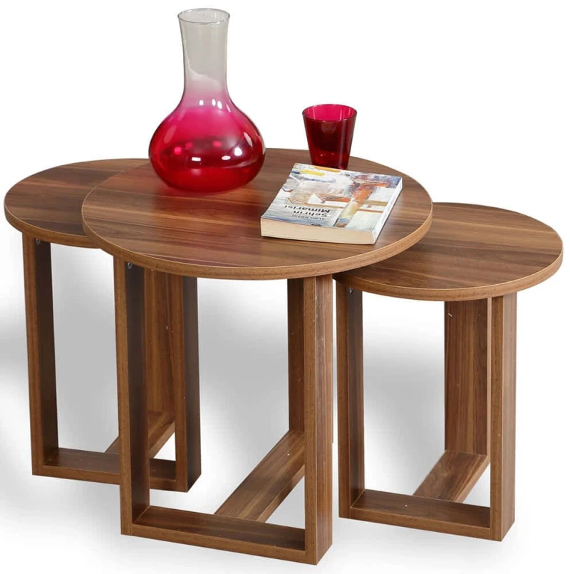 Ζιγκόν Mira (Σετ 3Τμχ) 801CMY2926 52x52x47/36x36x43/41cm Walnut