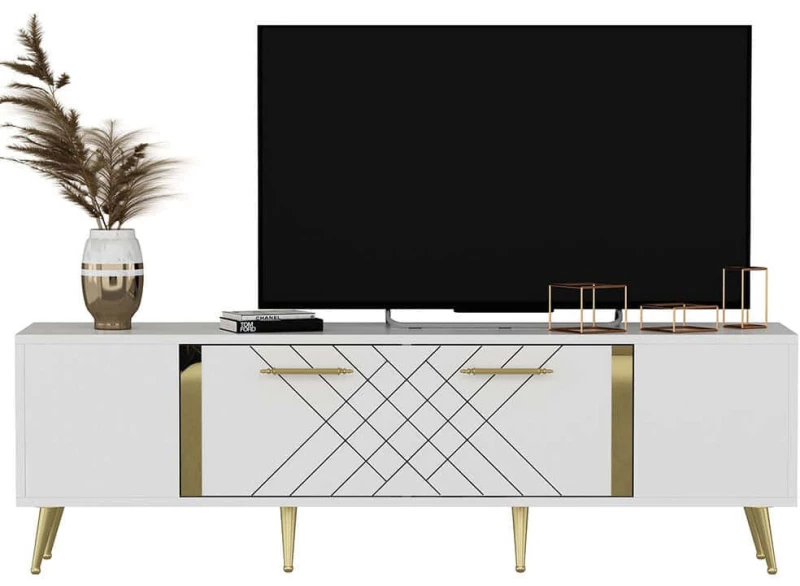 Έπιπλο Τηλεόρασης Detas 475OLV1136 150x35x48,2cm White-Gold