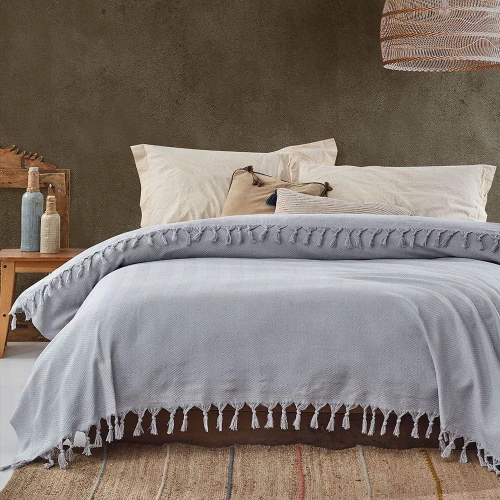 Κουβέρτα Sidney 372VDN1229 Light Grey L'Εssentiel Maison Διπλό 200x230cm Βαμβάκι-Πολυέστερ