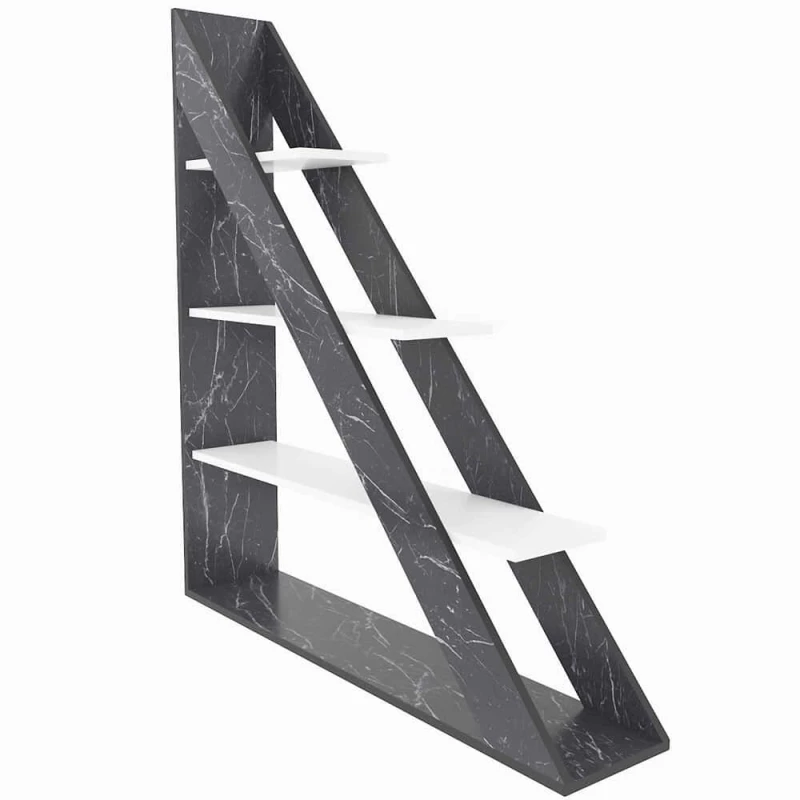 Βιβλιοθήκη Pisagor 875ZNA4559 120x25x131,8cm Marble Effect Black-White