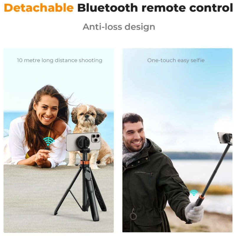 K&F Concept MS19 Magsafe Selfie Stick Tripod 159cm Compatible with Bluetooth Remote Control (KF09.139)
