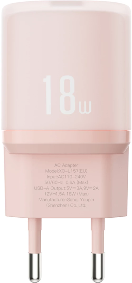 XO L157(EU) QC3.0 18W Φορτιστής Ροζ