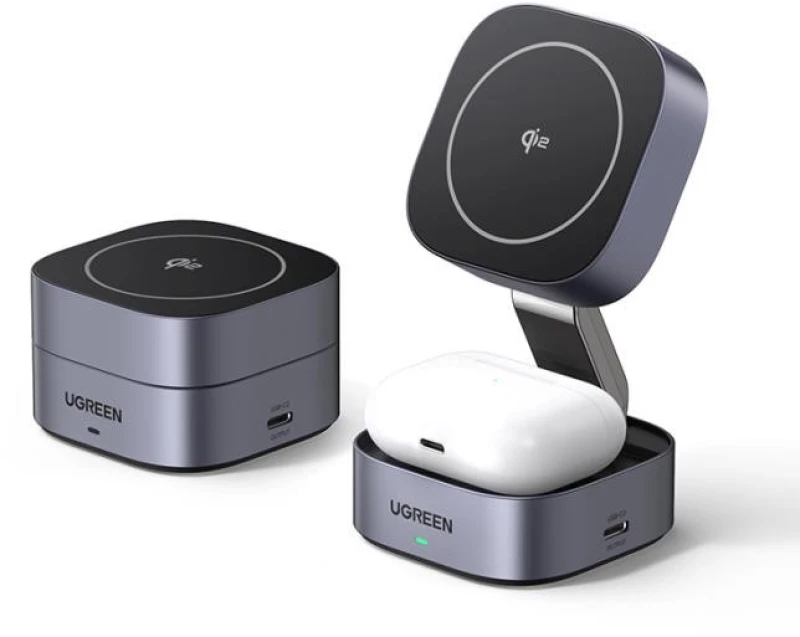 Wireless Magnetic Charger/Stand 2in1 UGREEN 15W Qi2 W702 35316 Grey