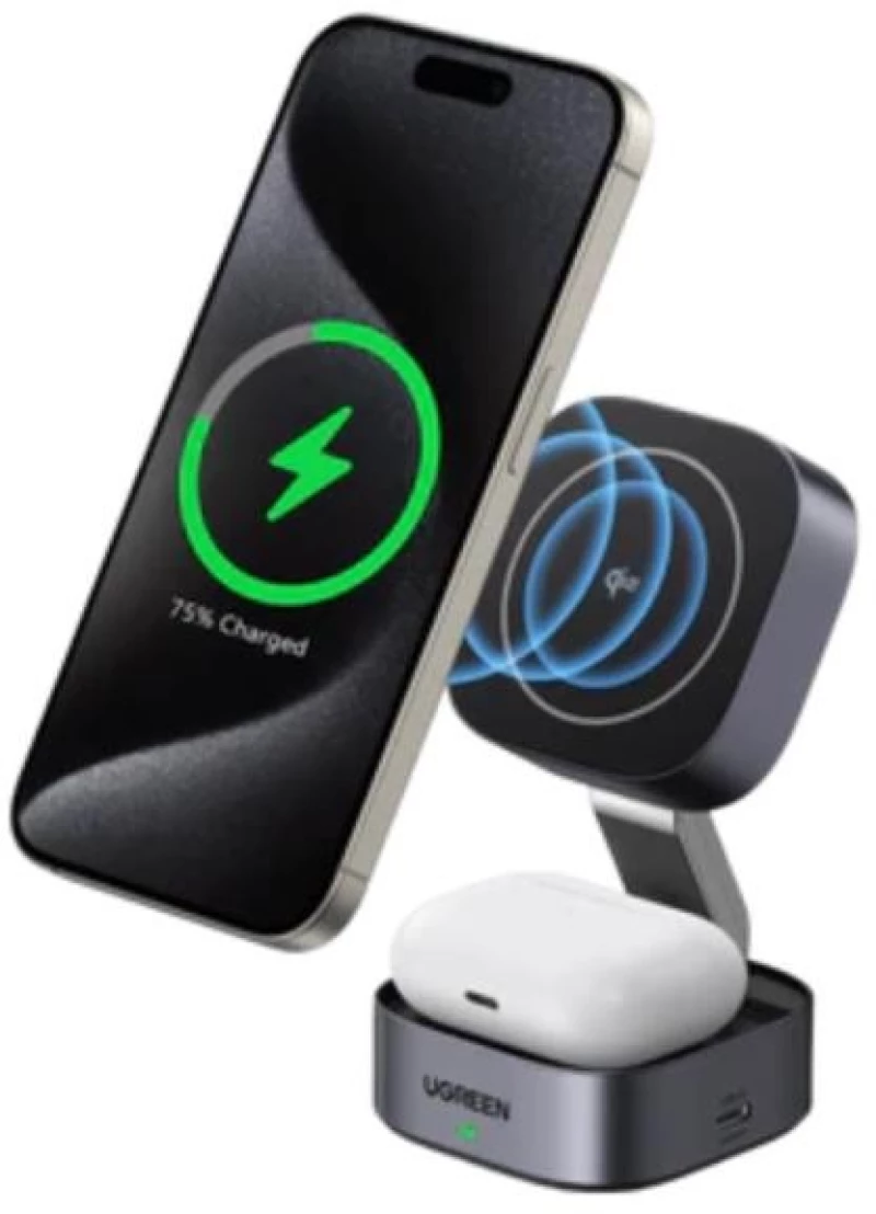 Wireless Magnetic Charger/Stand 2in1 UGREEN 15W Qi2 W702 35316 Grey