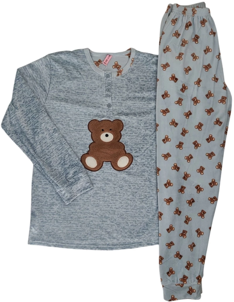 Γυναικείες Βελουτέ Πυτζάμες Lovelx Teddy Bear Γκρι F-2097
