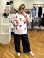 T-SHIRT RED HEARTS ΑΣΠΡΗ S1001625 MONDE S1001625 MONDE