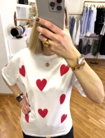 T-SHIRT RED HEARTS ΑΣΠΡΗ S1001625 MONDE S1001625 MONDE