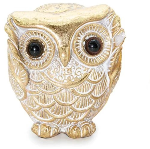 Διακοσμητική κουκουβάγια εκρού/χρυσό Polyresin 7cm syllogi ΗΧ-685-2