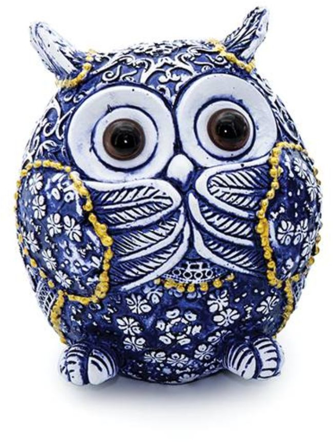 Διακοσμητική κουκουβάγια μπλε Polyresin 10cm syllogi ΗΧ-676-1