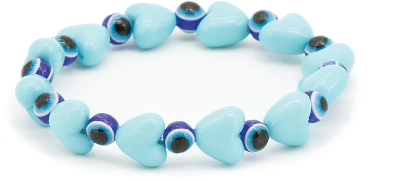 Βραχιόλι μάτι  Unisex γαλάζιο με καρδούλες Syllogi (ΦΝ-5151)
