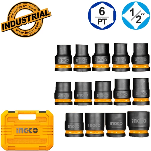 Καρυδάκια Αέρος 1/2" Σετ 14 Τεμ + Βαλίτσα Ingco - HKISSD12141