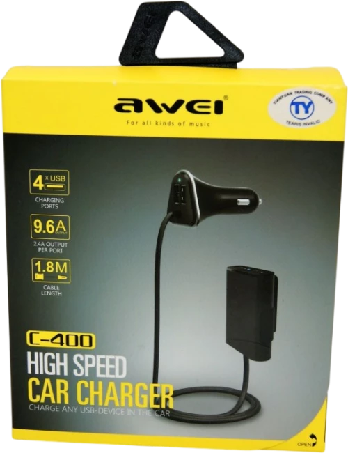 Γρήγορος φορτιστής αυτοκινήτου με 4 θύρες USB 2.4A