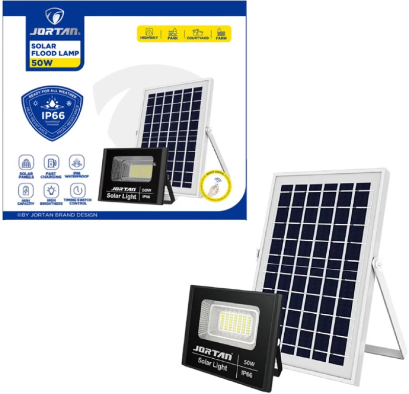 Jortan Ηλιακός Προβολέας Με Τηλεχειριστήριο LED 50W IP66