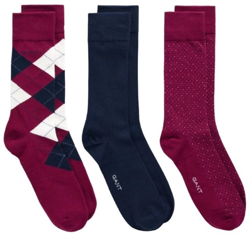 ΚΑΛΤΣΕΣ GANT 3-Pack Argyle Gift Box 3747-66003298, Χρώμα BORDEAUX
