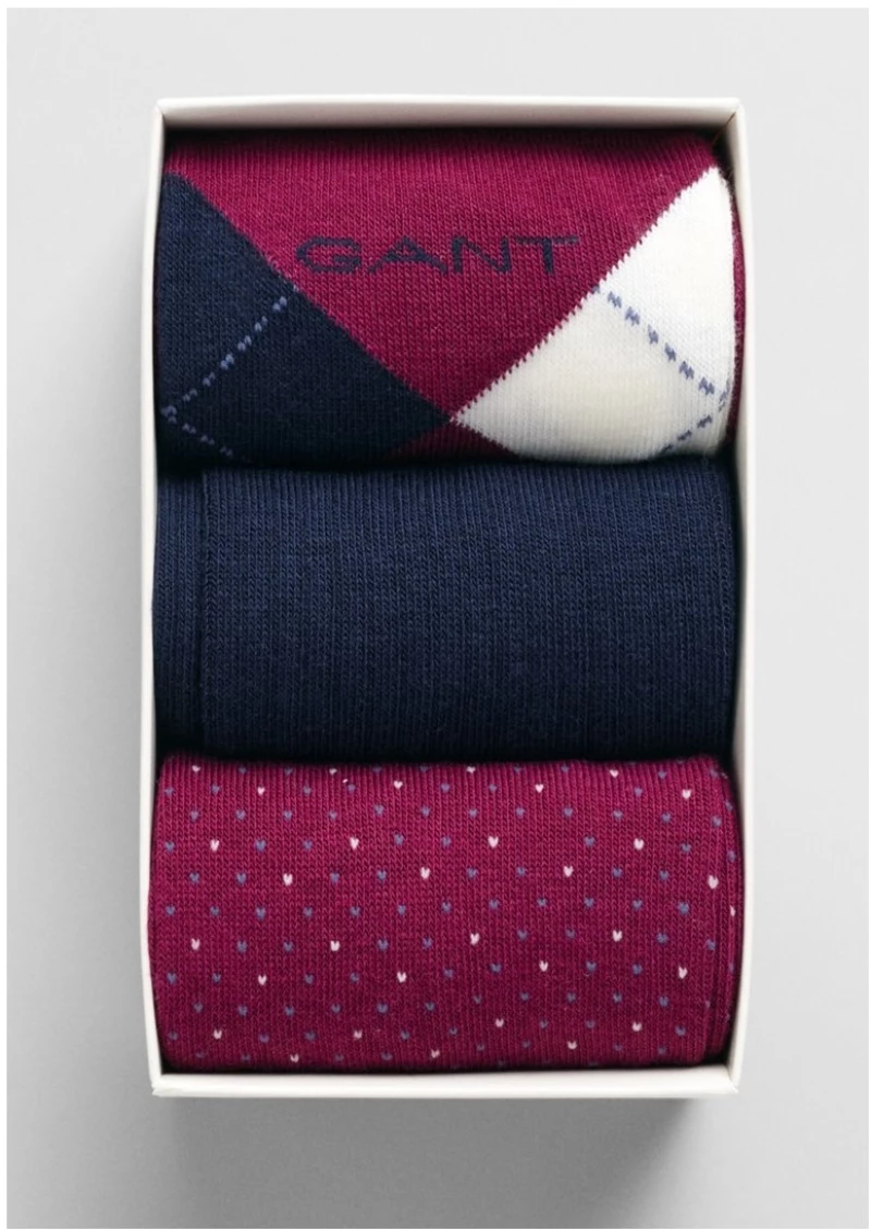 ΚΑΛΤΣΕΣ GANT 3-Pack Argyle Gift Box 3747-66003298, Χρώμα BORDEAUX